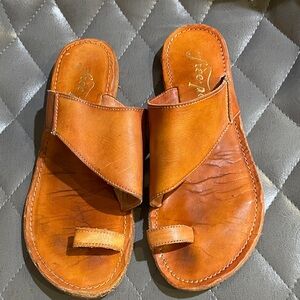 Free People Orange Leather Sandals